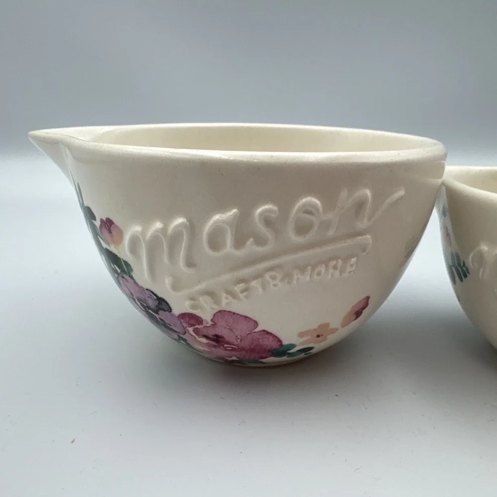 Mason Craft & More Floral Nesting Measuring Cups White Floral 4 Pc Set